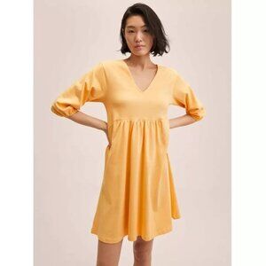 MANGO Serenade Dress - Pastel Sunshine,Size 4 Oversized Comfy Long Sleeve  Vneck